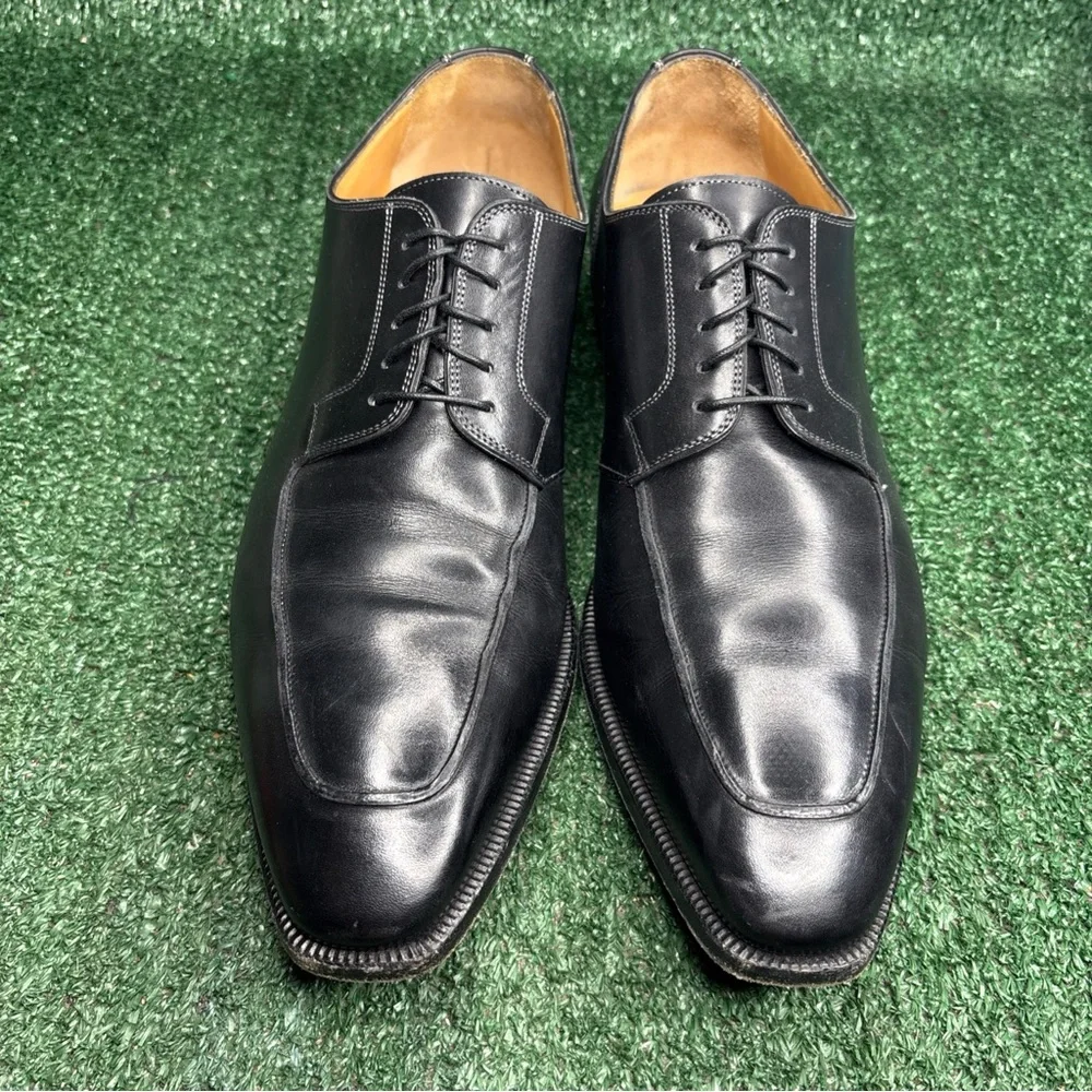 Santoni Men's‎ US Sz 12.5 EE Black Leather Derby Shoes Made In Italy MSRP $1000+